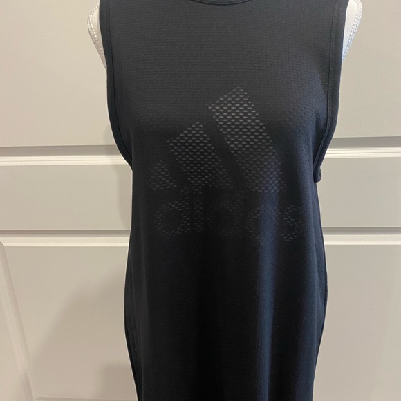 🤡BOGO🤡 NWOT Black ADIDAS Double Layer Logo’d Tank Dress - Womens M - Picture 4 of 14